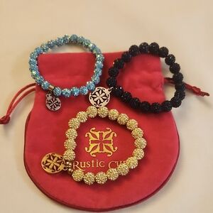 Rustic Cuff Sparkling Bracelet Trio